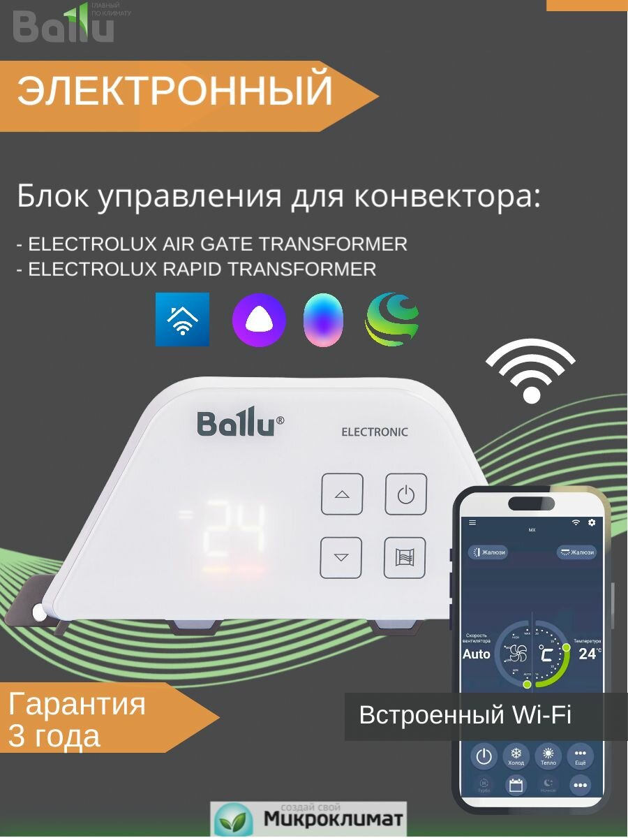Конвектор электрический с ножками  электронным термостатом и Wi-Fi Evolution Transformer BEC EVU-1500-4E CS  мощность 1500Вт