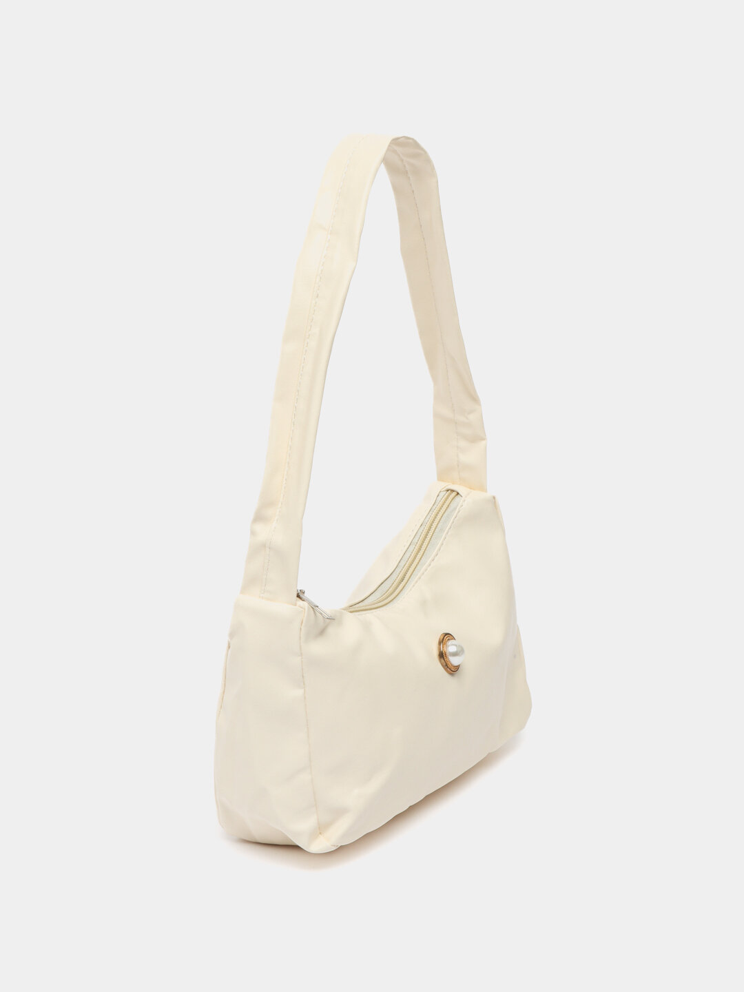 Сумка  Pearl Button Soft Bag 2025, фактура гладкая, белый