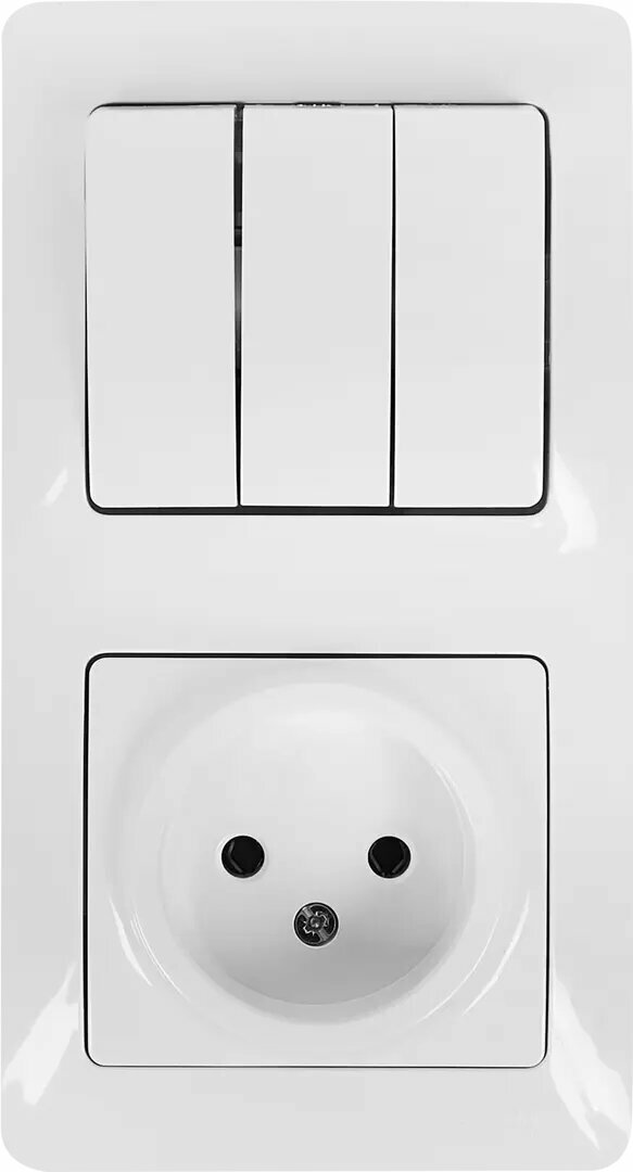 Розетка с выключателем Schneider Electric Glossa 3 клавиши цвет белый