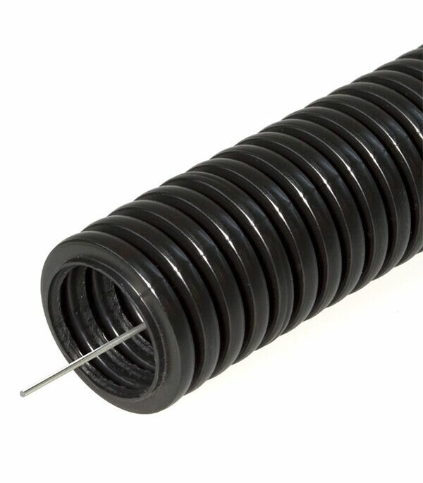 Труба гофрированная для кабеля ПНД гибкая d25мм черная с протяжкой (75м) PLEXUP STC21-025-02-075