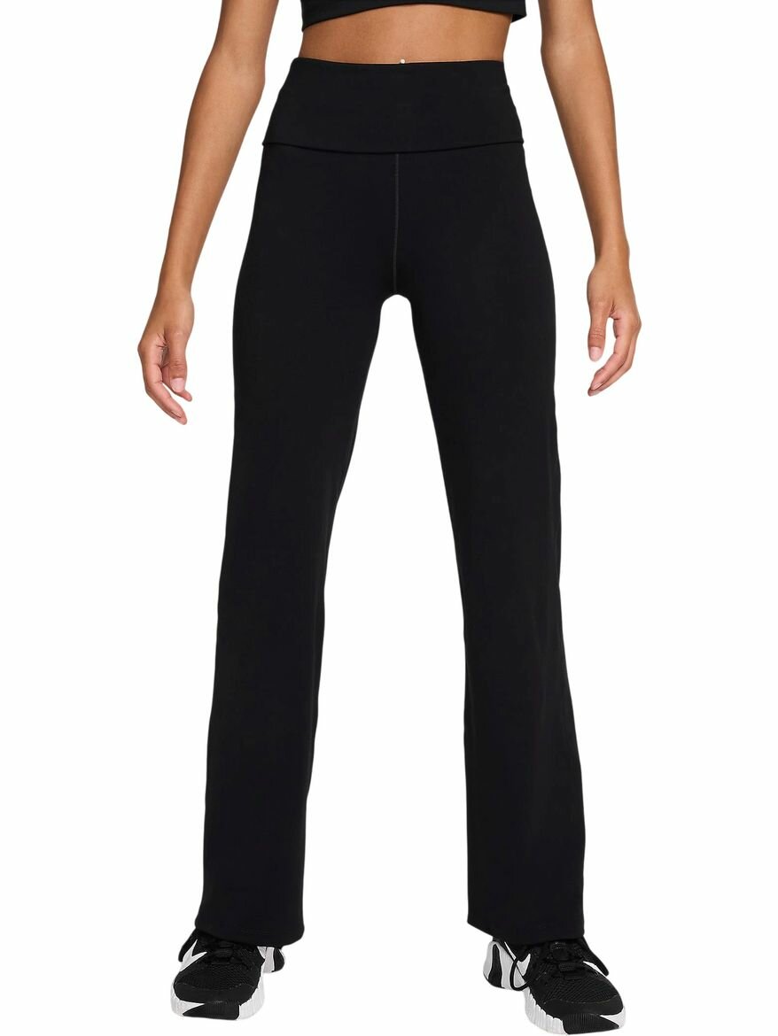 Брюки спортивные NIKE One Dri-FIT High-Waisted Fold-Over Pants, размер M, черный