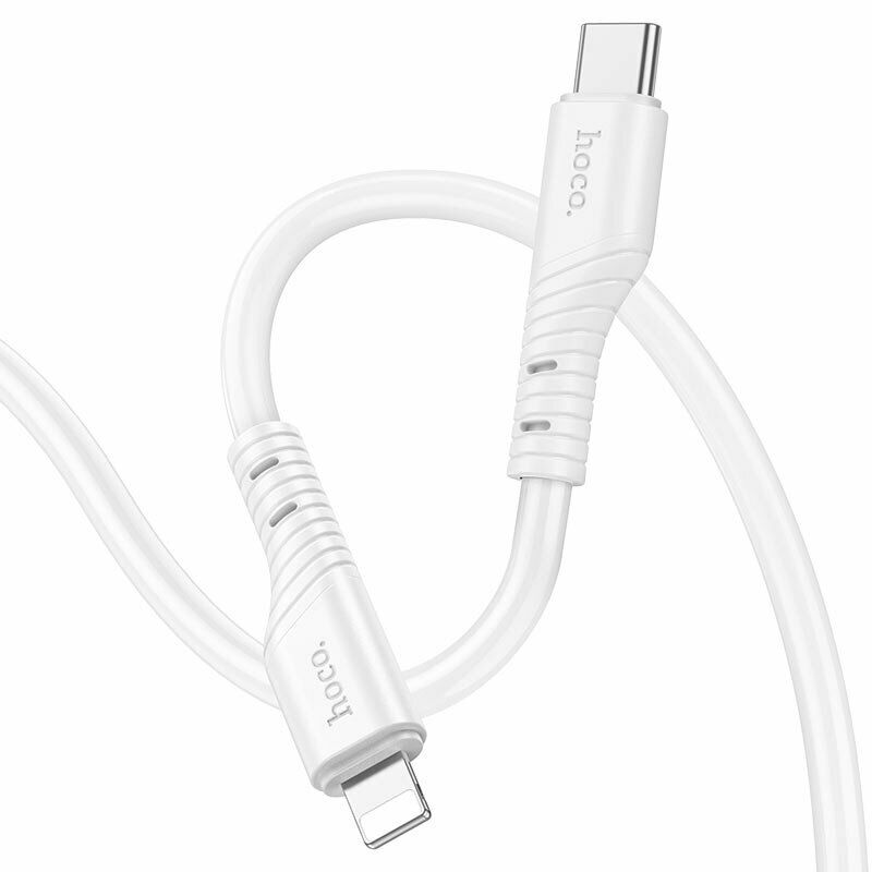 Кабель HOCO X97 USB Type-C Lighting 1m 2,4A белый легко подзарядить девайс от розетки 220В — фото 1