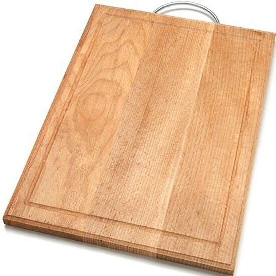 Доска разделочная Хозяюшка 35х25 см с канавкой большая со скобой бук (09-11)