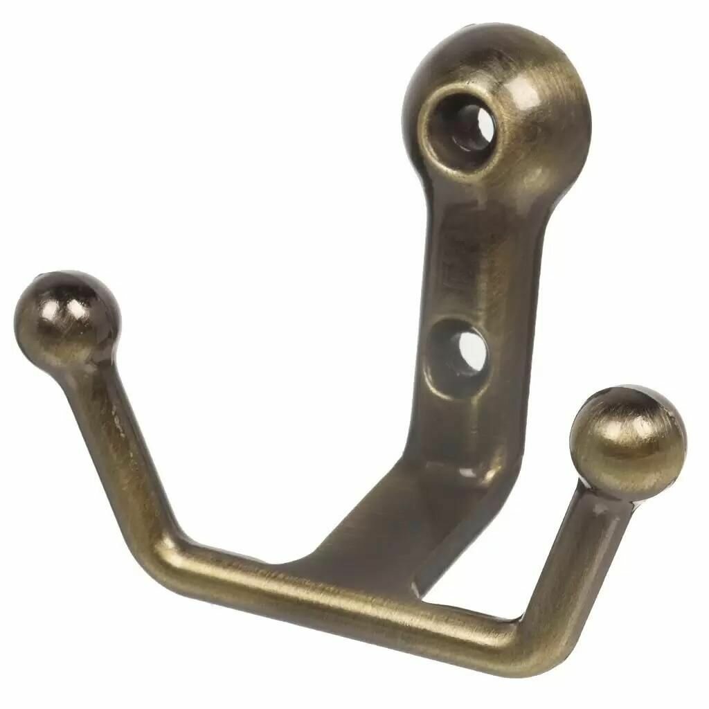 Крючок-вешалка StahlBuro двухрожковый 63х5 см ЦАМ цвет Бронза