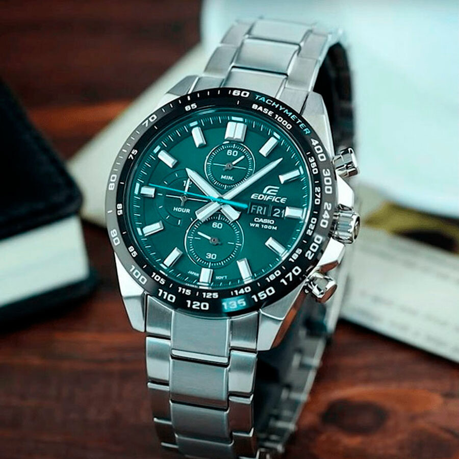 Наручные часы CASIO Edifice, зеленый/серебристый — фото 1