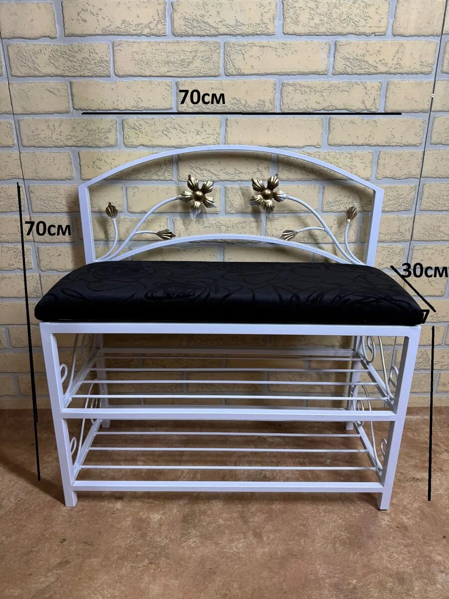 Кованая банкетка №04, Студия кованой мебели Нива, цвет черный — фото 1