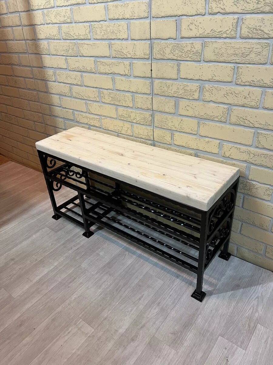 Кованая банкетка №44, Студия кованой мебели Нива, дерево, цвет белый — фото 1