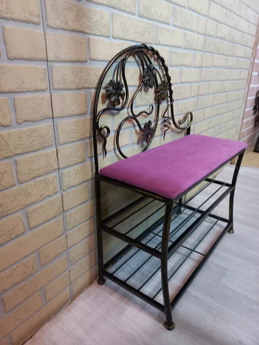Кованая банкетка №16, Студия кованой мебели Нива, цвет розовый — фото 1