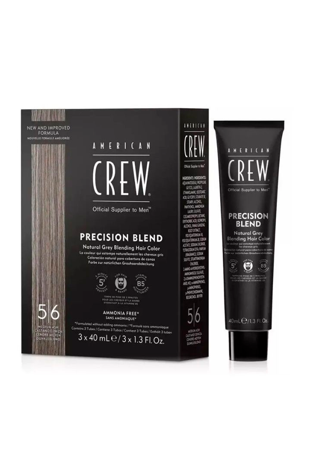 Камуфляж для седых волос 5/6 American Crew Precision Blend Natural Gray 3*40 мл, пепельный