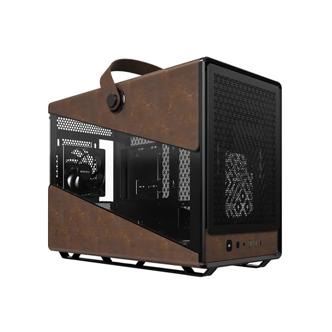 Корпус Montech Heritage Pro (B) (Mini-Tower, mATX, стекло, эко-кожа)