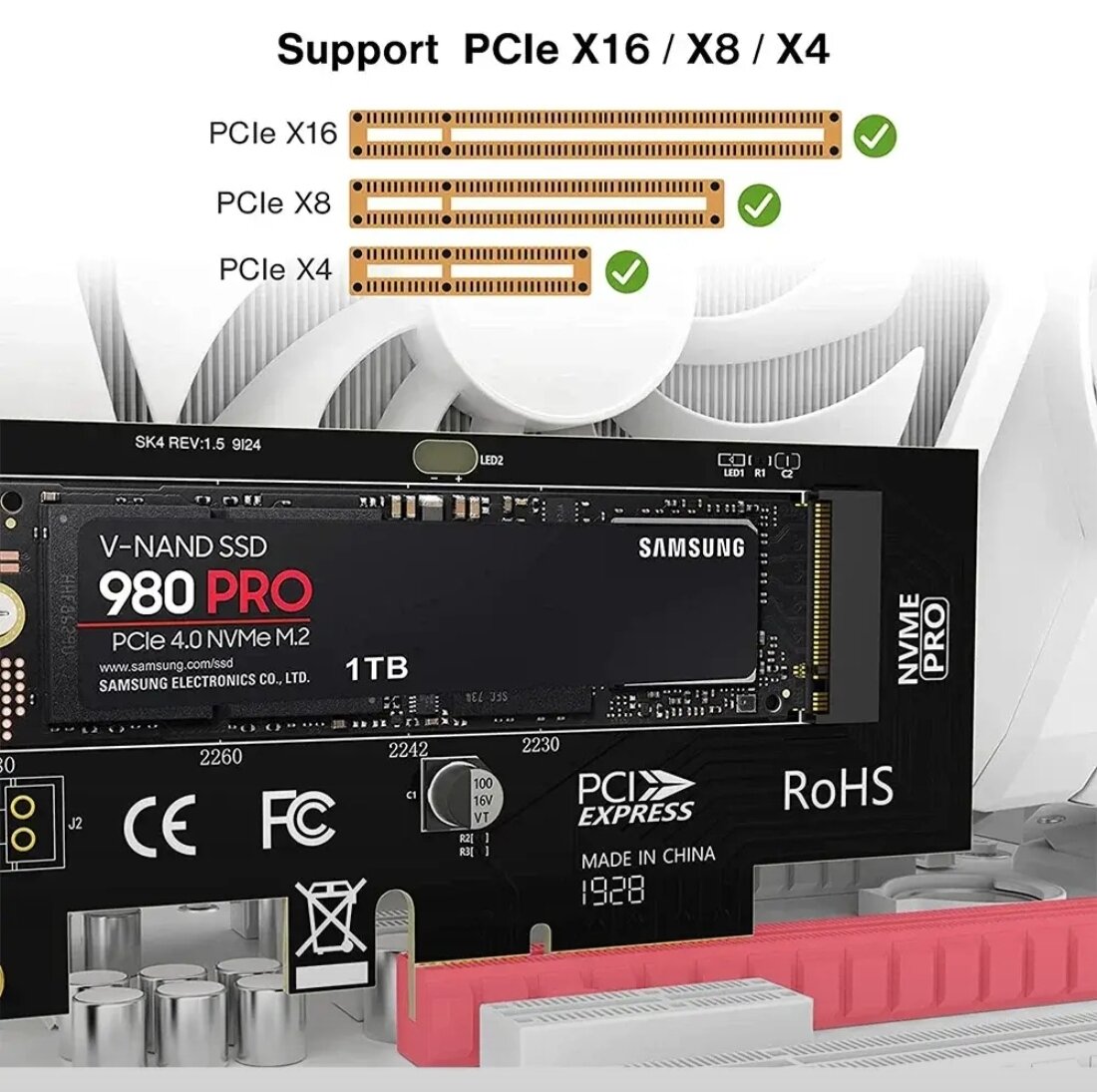 Карта адаптер JEYI M.2 NVME SSD PCIe 4.0 — фото 1