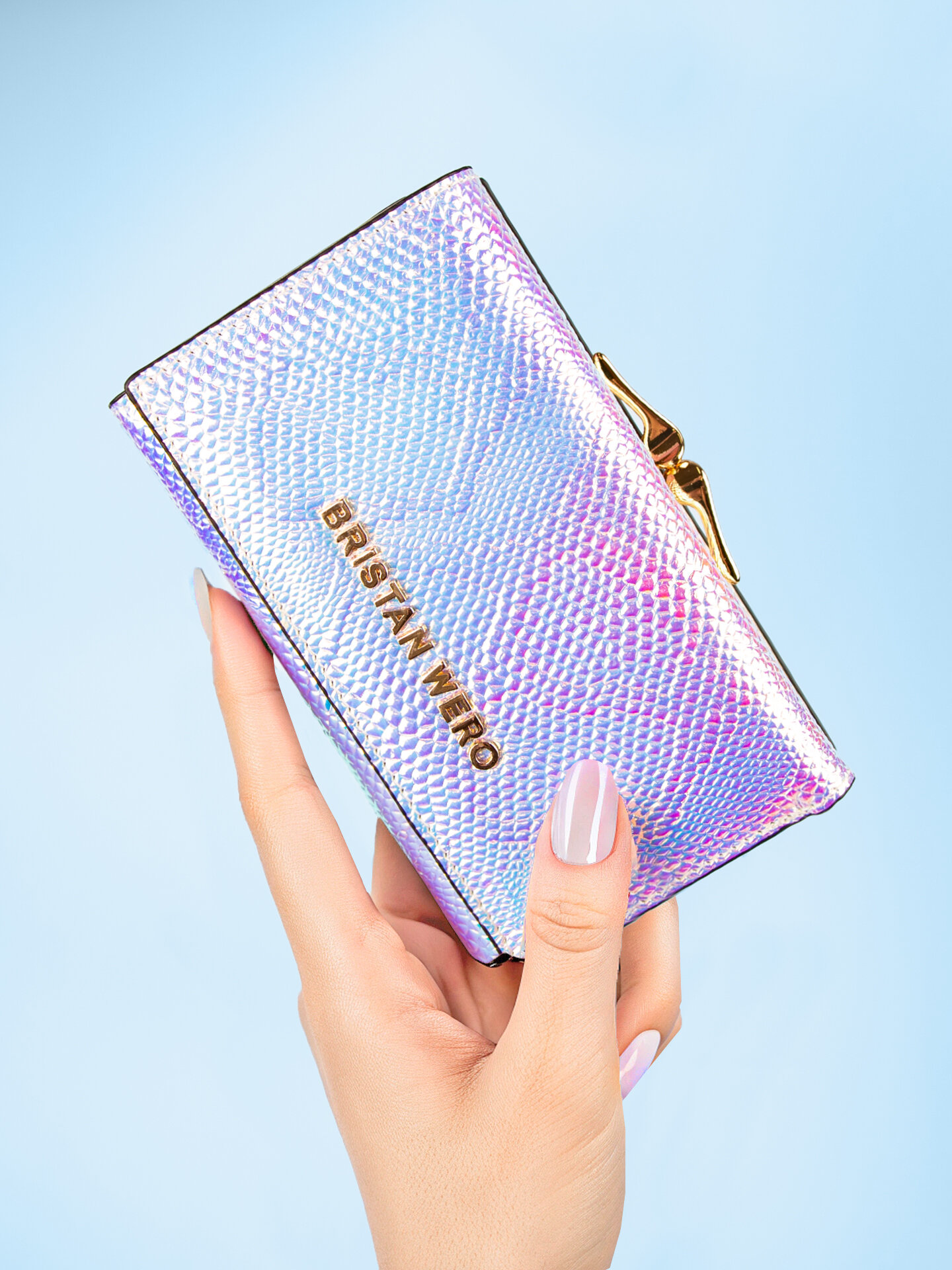 Кошелек Bristan Wero  фактура гладкая  серебряный