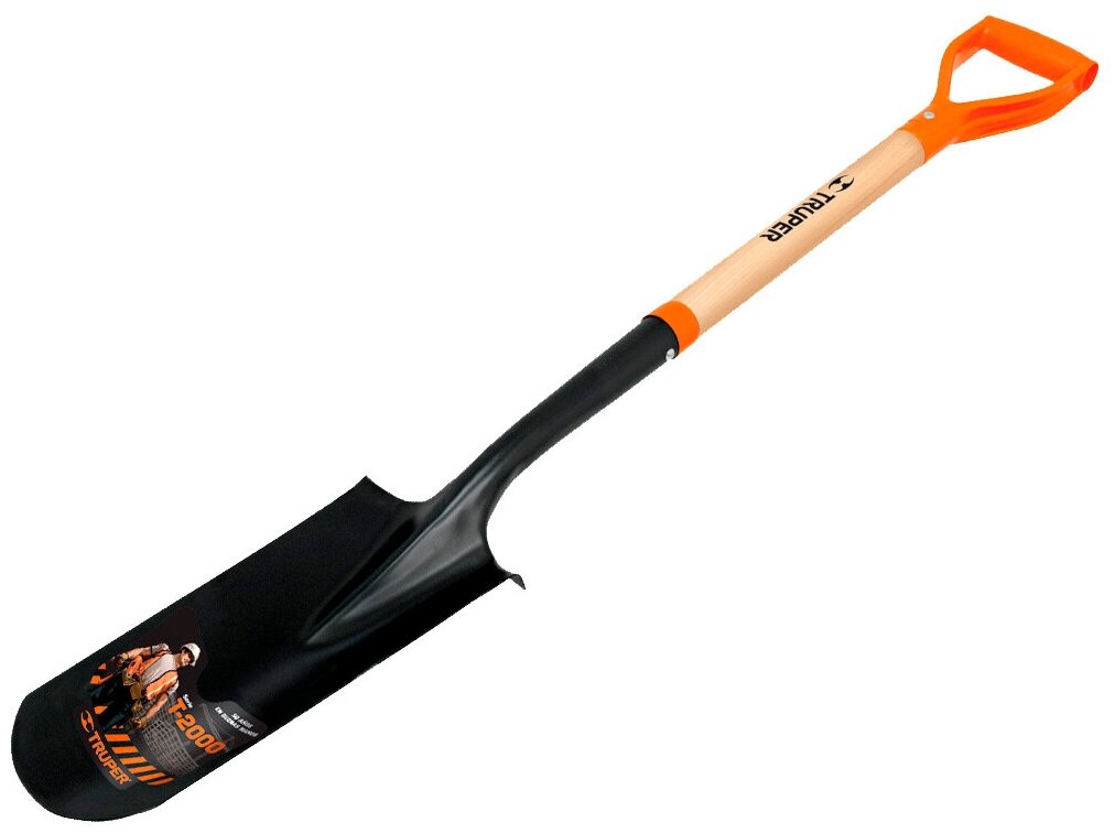 Лопата штыковая Truper Т-2000 (17163) углеродистая сталь дренажная с деревянным черенком 550 мм