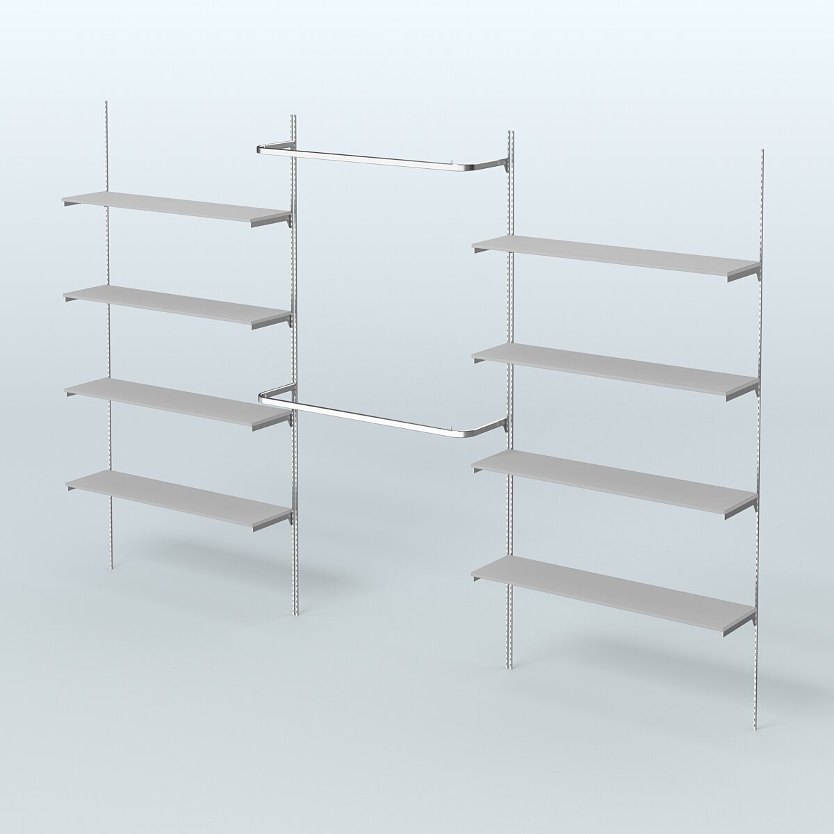 Neo Fix №7 с открытыми полками из ДСП и поручнями (3600 мм) Серый