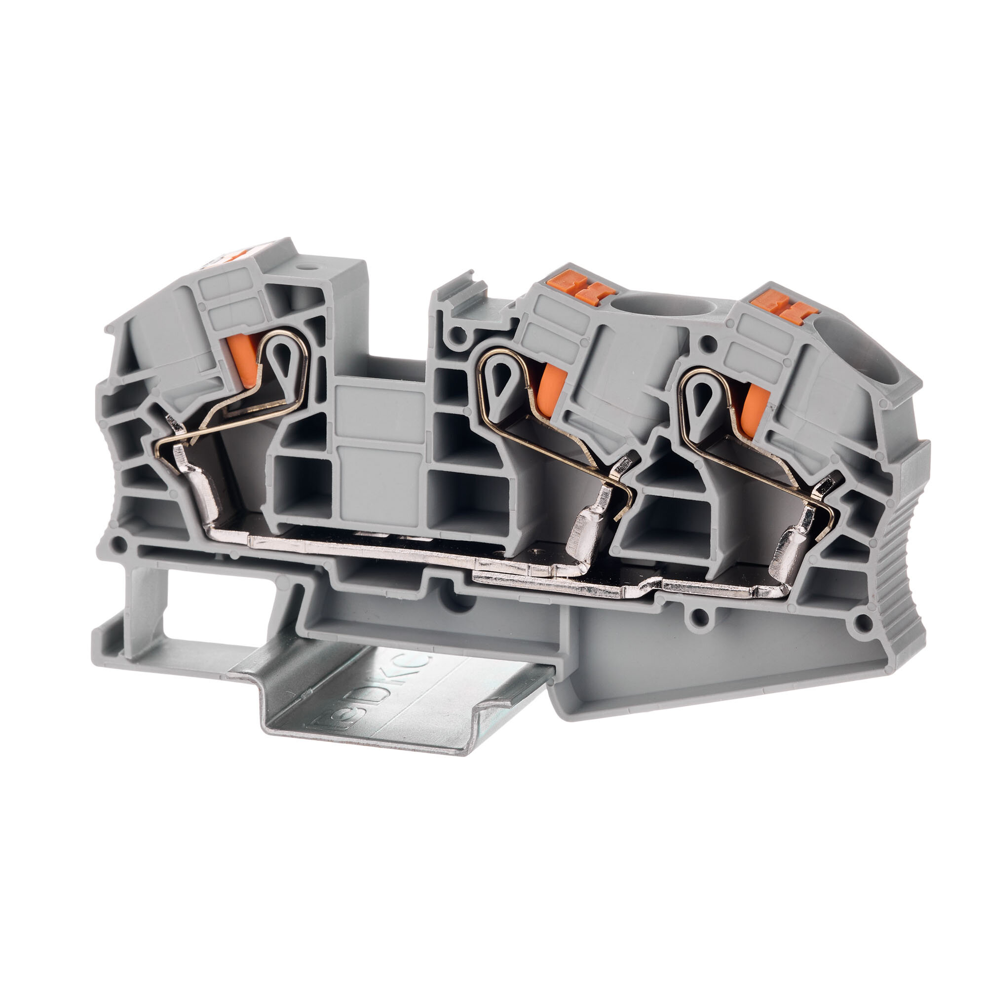 Клемма VPR-16-TWIN-GY проходная, зажим push-in, 3 точки подключения, 16 кв. мм, (ДКС)