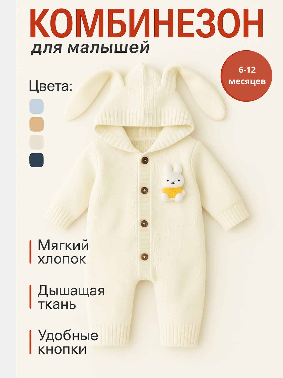 Комбинезон  комбинзон, закрытая стопа, размер 80, бежевый