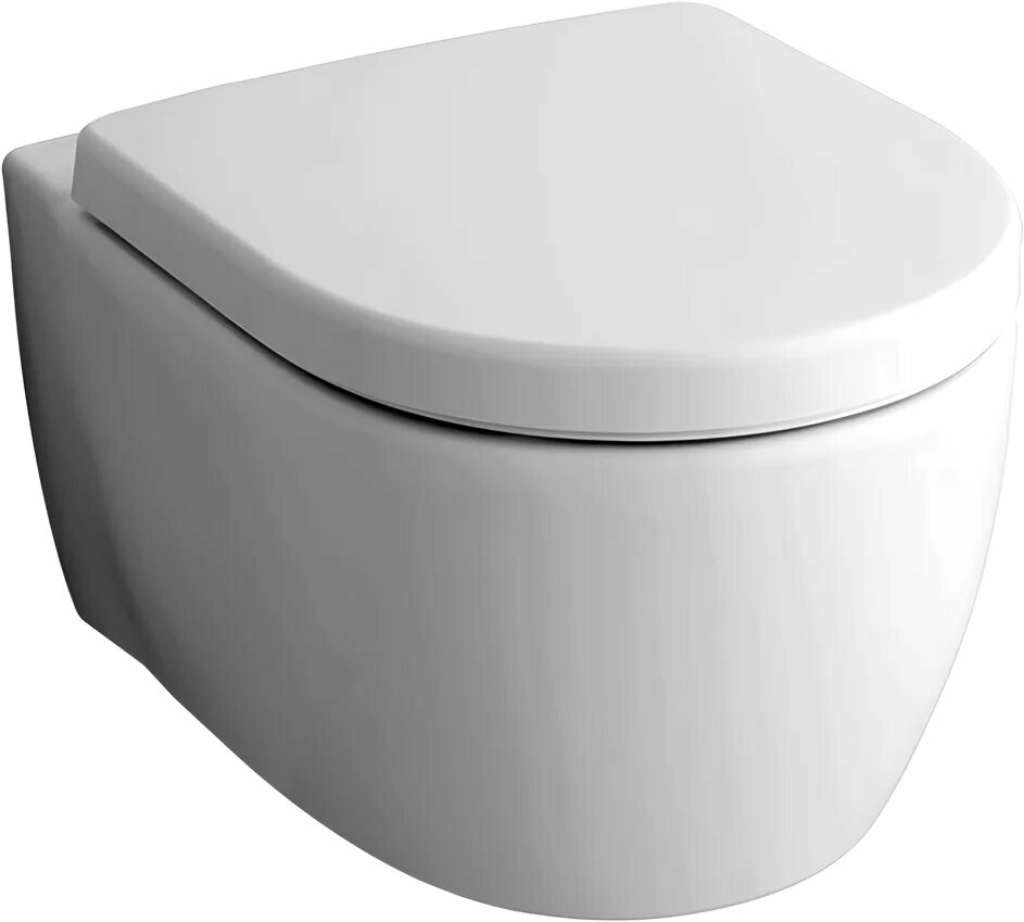 Унитаз подвесной Geberit iCon с микролифтом безободковый без бачка фарфоровый антивсплеск белый овальный