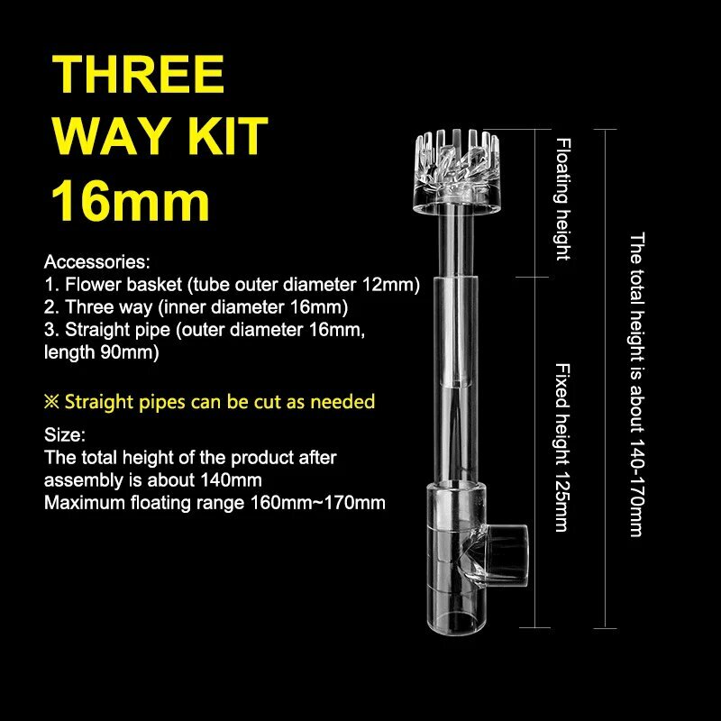 1 комплект прозрачный аквариумный скиммер «сделай сам» акриловая труба с лилией вращение впускного потока водяной резервуар для растений фильтр для очистки аксессуары для аквариума 16mm three way