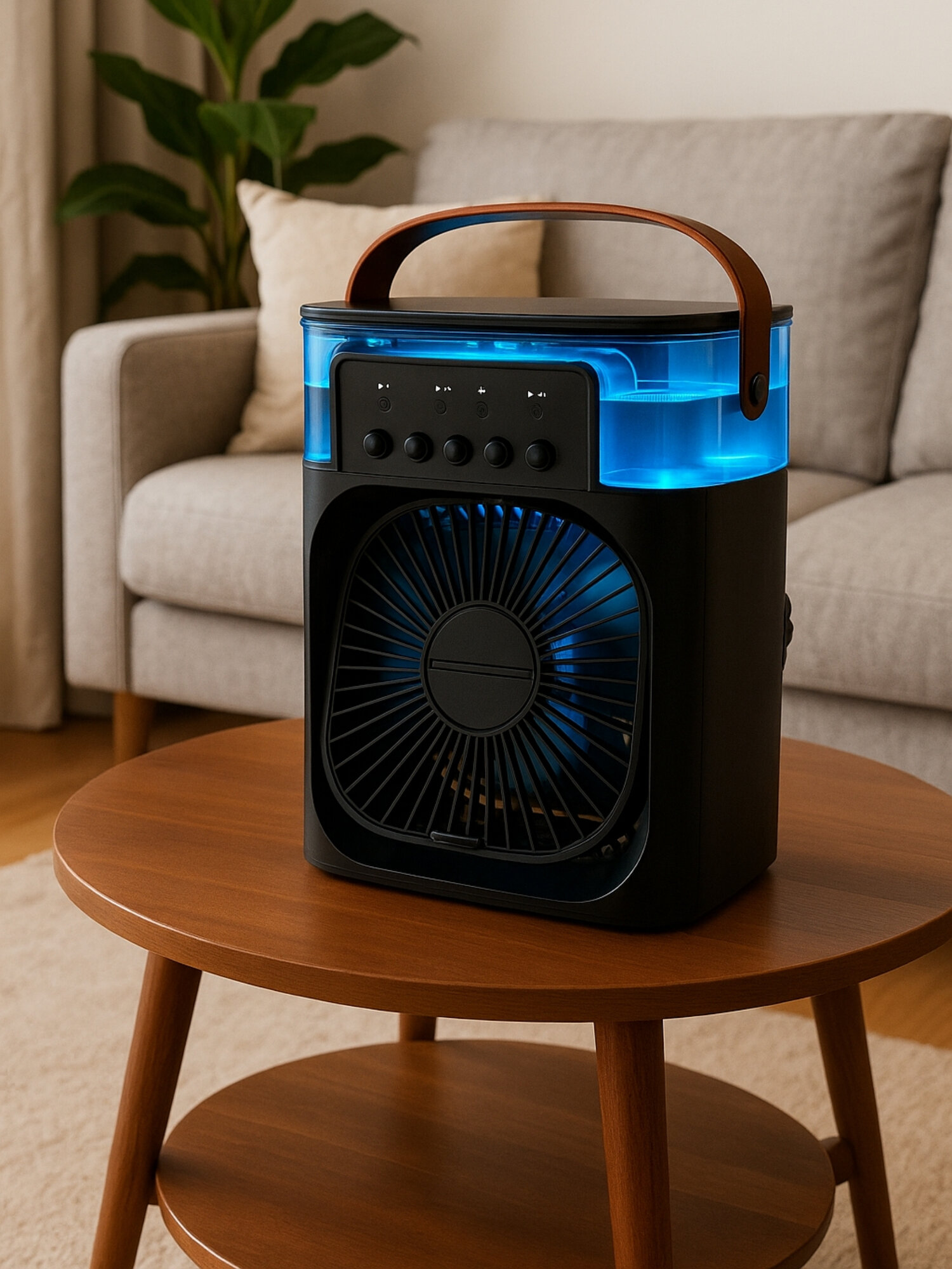 Настольный вентилятор "MCF" с увлажнителем воздуха для дома , кондиционер для офиса Черный