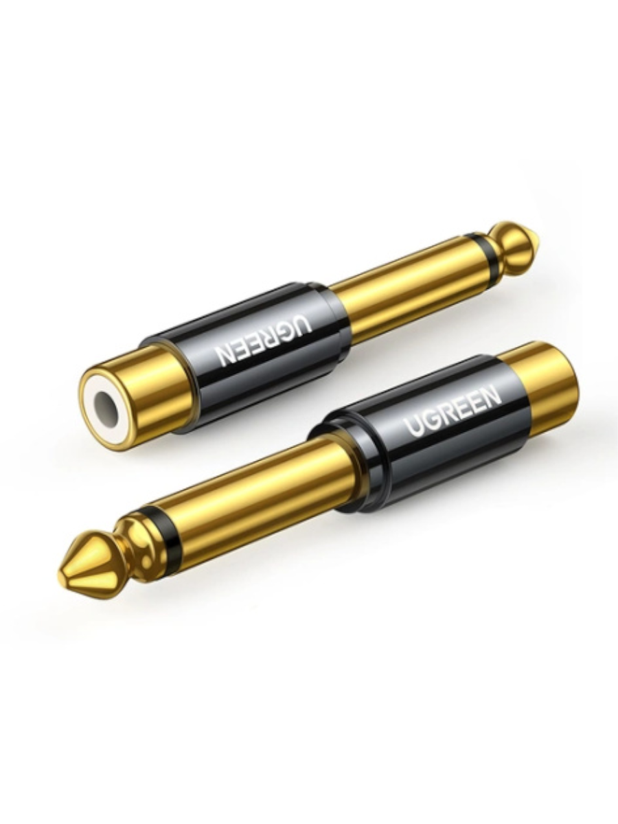 Адаптер UGREEN AV169, 6.35 мм jack/RCA, универсальный, черный