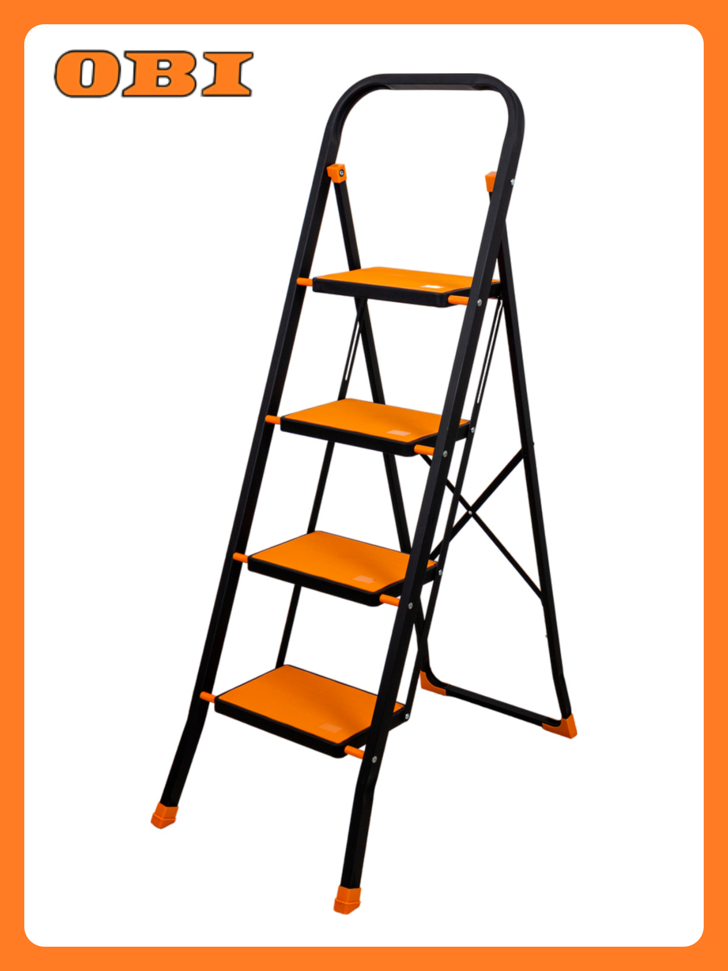 Стремянка Joy Home Tiger сталь 4 ступени односторонняя складная максимальная нагрузка 150 кг