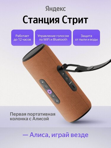 Изображение товара Умная портативная колонка Яндекс Станция Стрит с Алисой, 30Вт, оранжевый