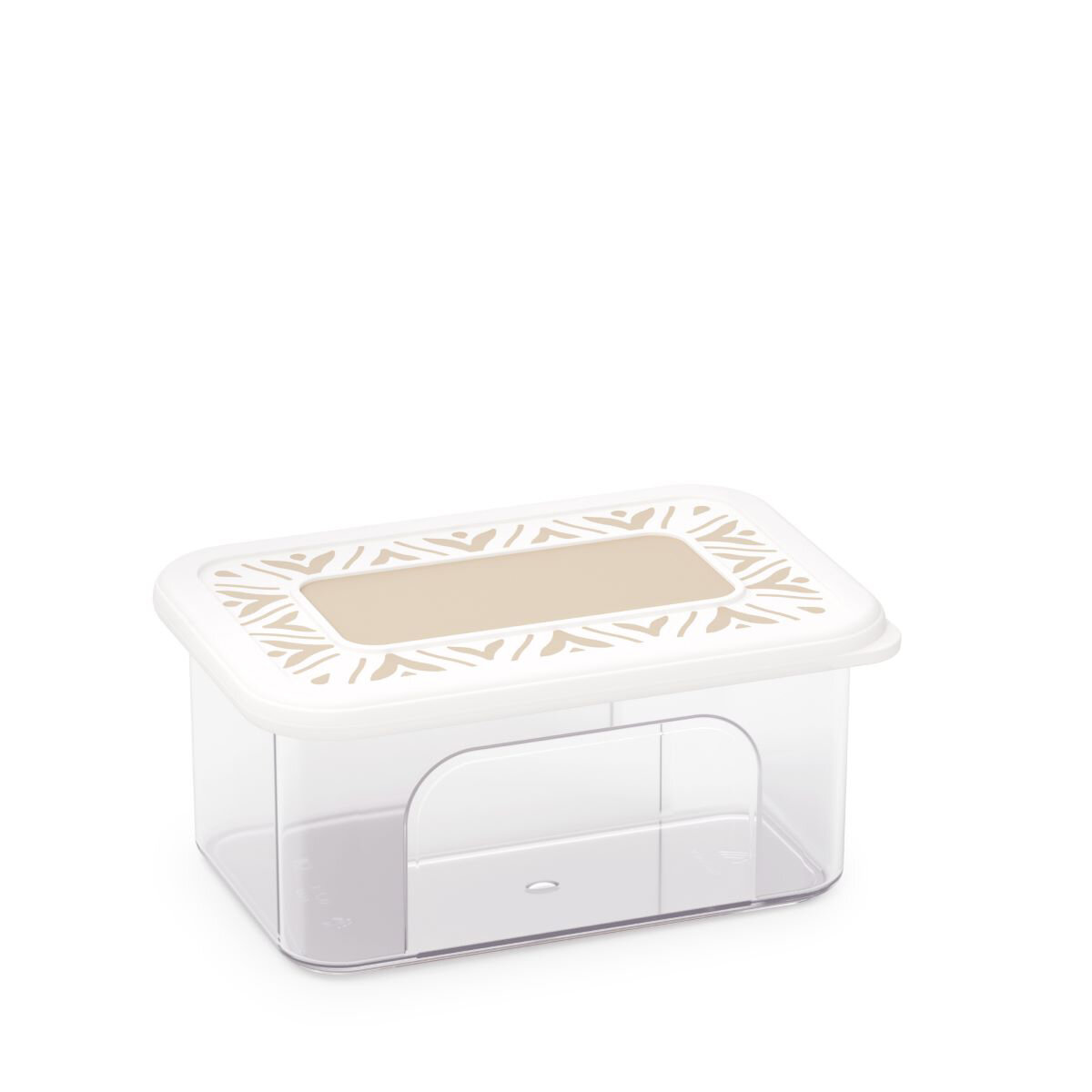 Емкость для сыпучих продуктов Альтернатива Эстетика прямоугольная 08 л бело-бежевая