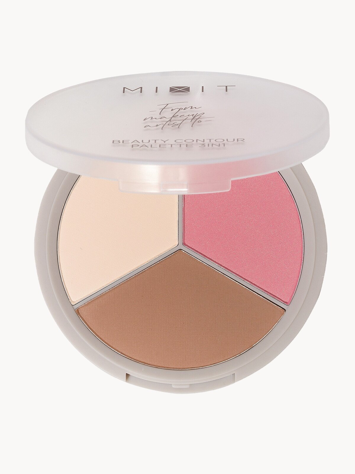 MIXIT Палетка для скульптурирования лица 3в1: пудра, румяна и скульптор для макияжа MAKE UP, 01