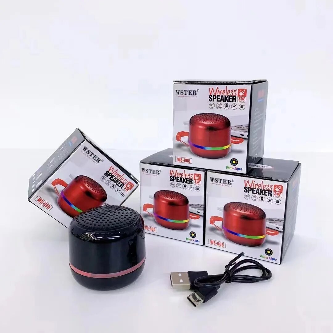 Bluetooth-Колонка WSTER 12 Series WS-905, RGB-подсветка, 3Вт, AAA, FM-Радио, Black