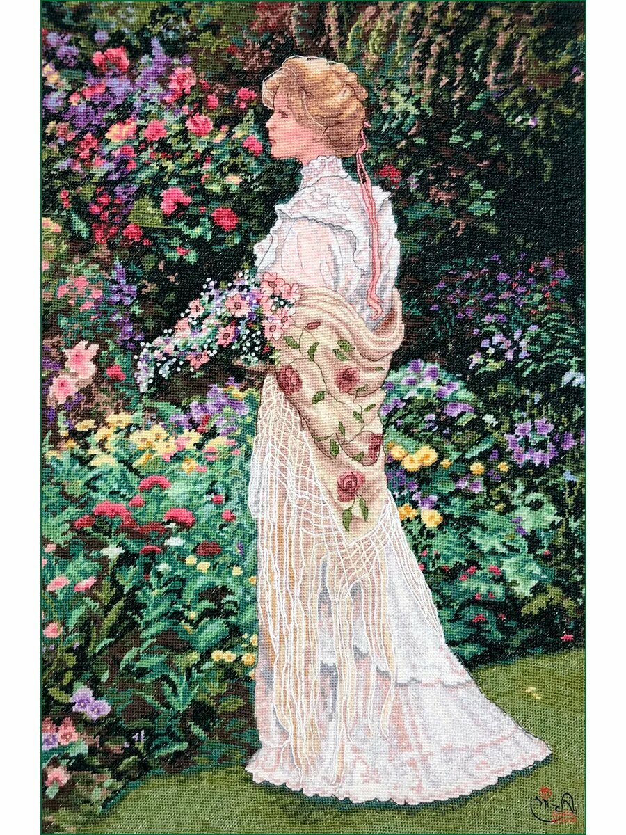Вышивка крестиком набор со схемой Дама с розами