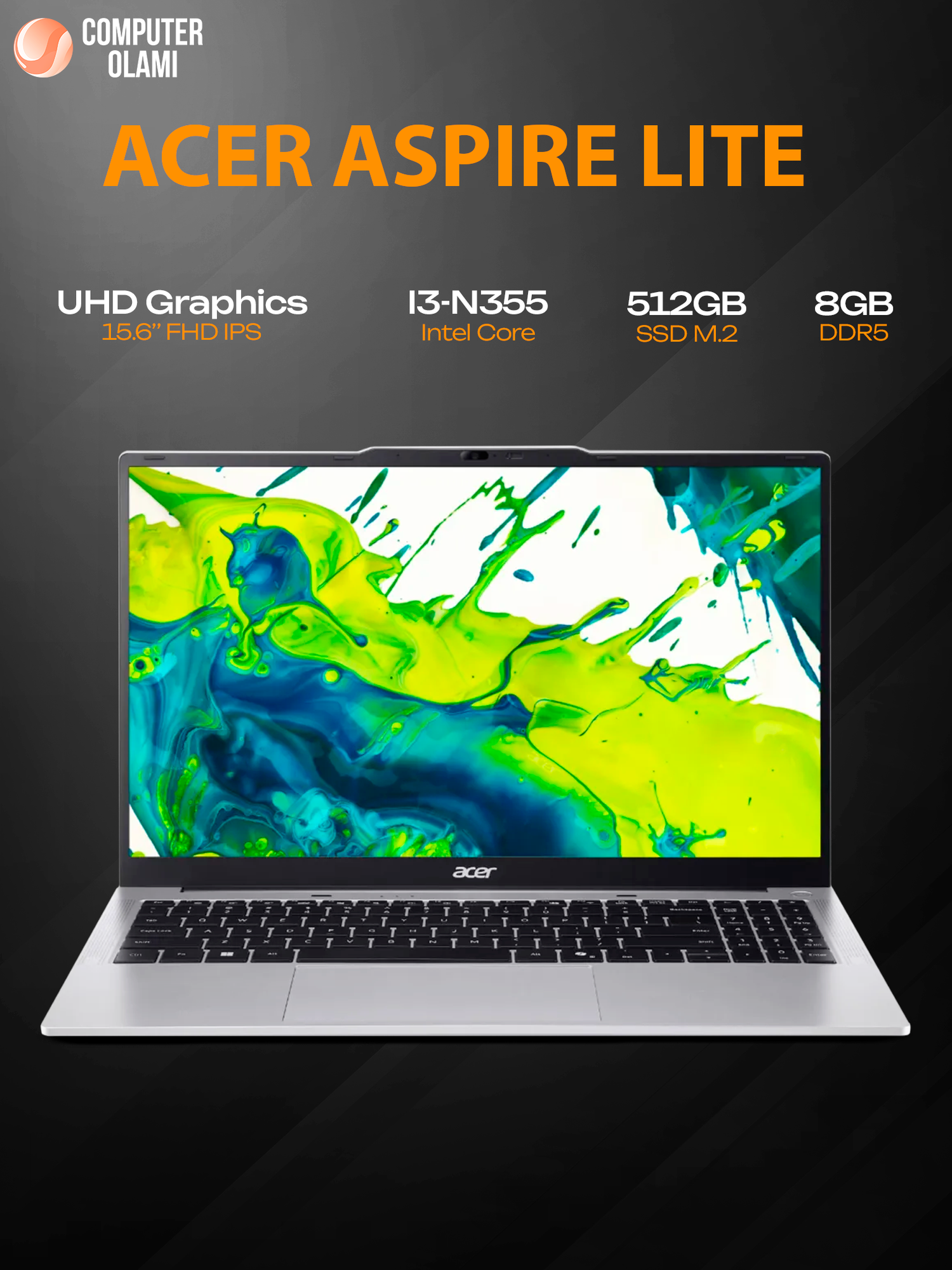 Ноутбук Acer Aspire Lite AL15-33P-3809 15.6 FHD IPS Core 3-N355 8GB 512GB Silver