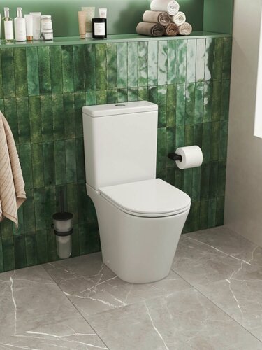 Изображение товара Унитаз напольный с бачком Joki Herba T JK0852037 с безободковой чашей, смыв торнадо, с сиденьем микролифт, цвет белый