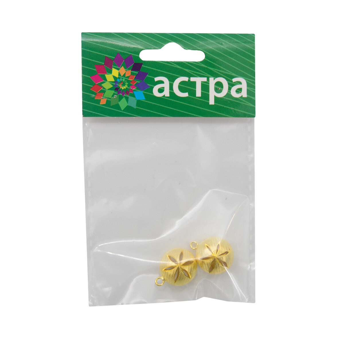 Подвеска металлическая 'Бусина', диаметр 15 мм, 2 шт (упак), Astra&Craft (золотой) (PM0012)