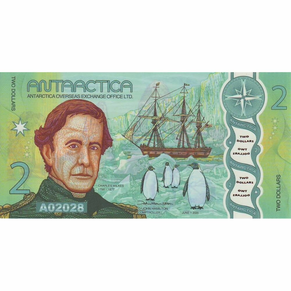 Банкнота коллекционная. Антарктика. 2 доллара. Полимер. 2020 год. UNC