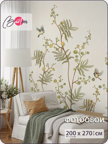 Изображение товара Фотообои на стену флизелиновые 3d Растения Птицы Дерево 200x270 см Bartonwall N173_B