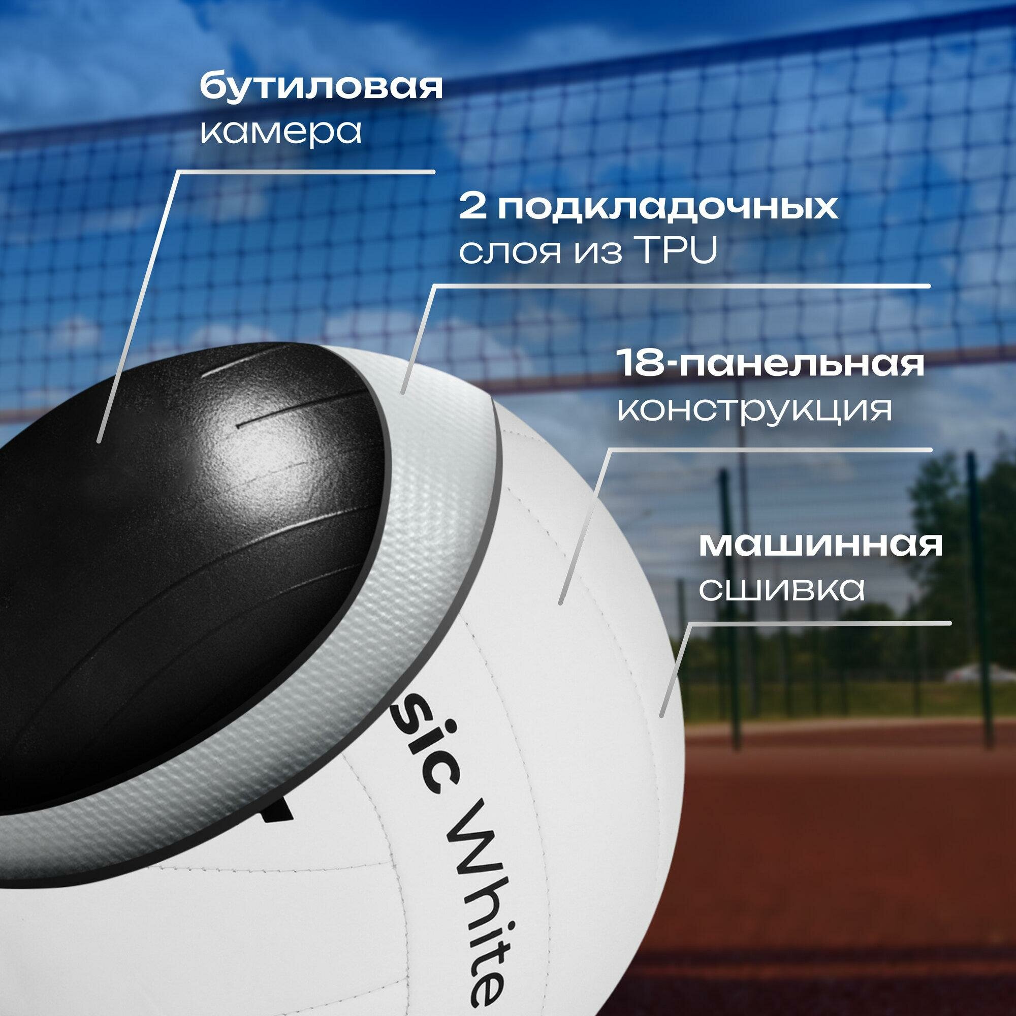 Мяч волейбольный MINSA Basic White, TPU, машинная сшивка, размер 5, 9376727 — фото 1