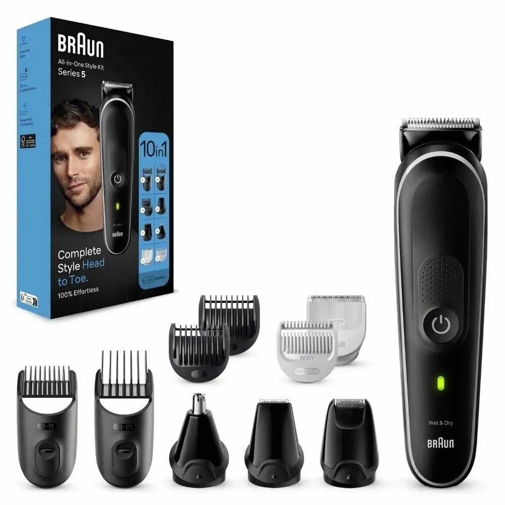 Триммер для усов Braun MGK5440, нержавеющая сталь, от аккумулятора