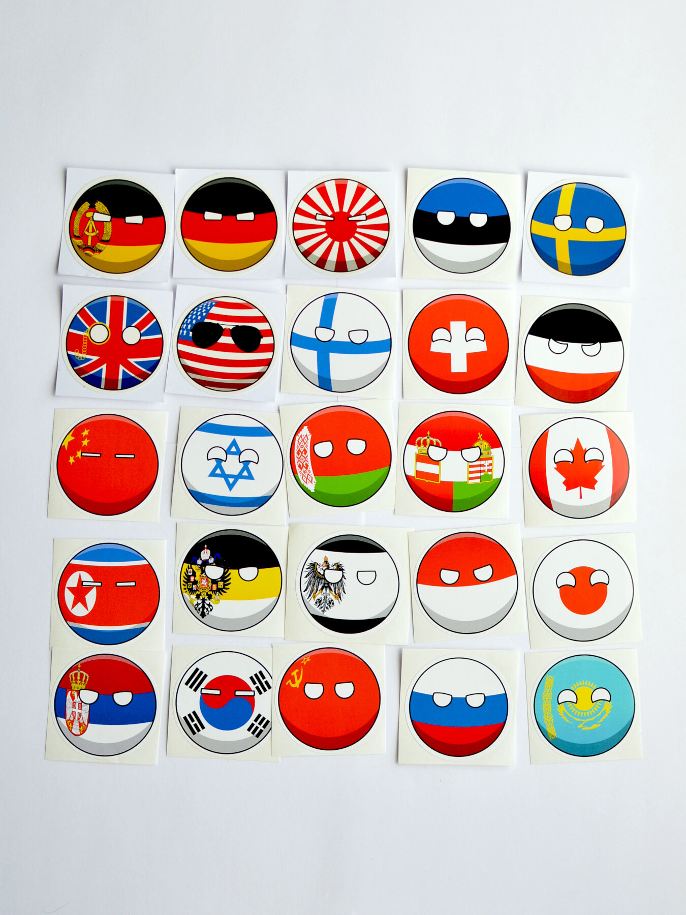 Наклейки Countryballs №1 25 шт. Набор стикеров кантриболз с флагами 25 разных стран