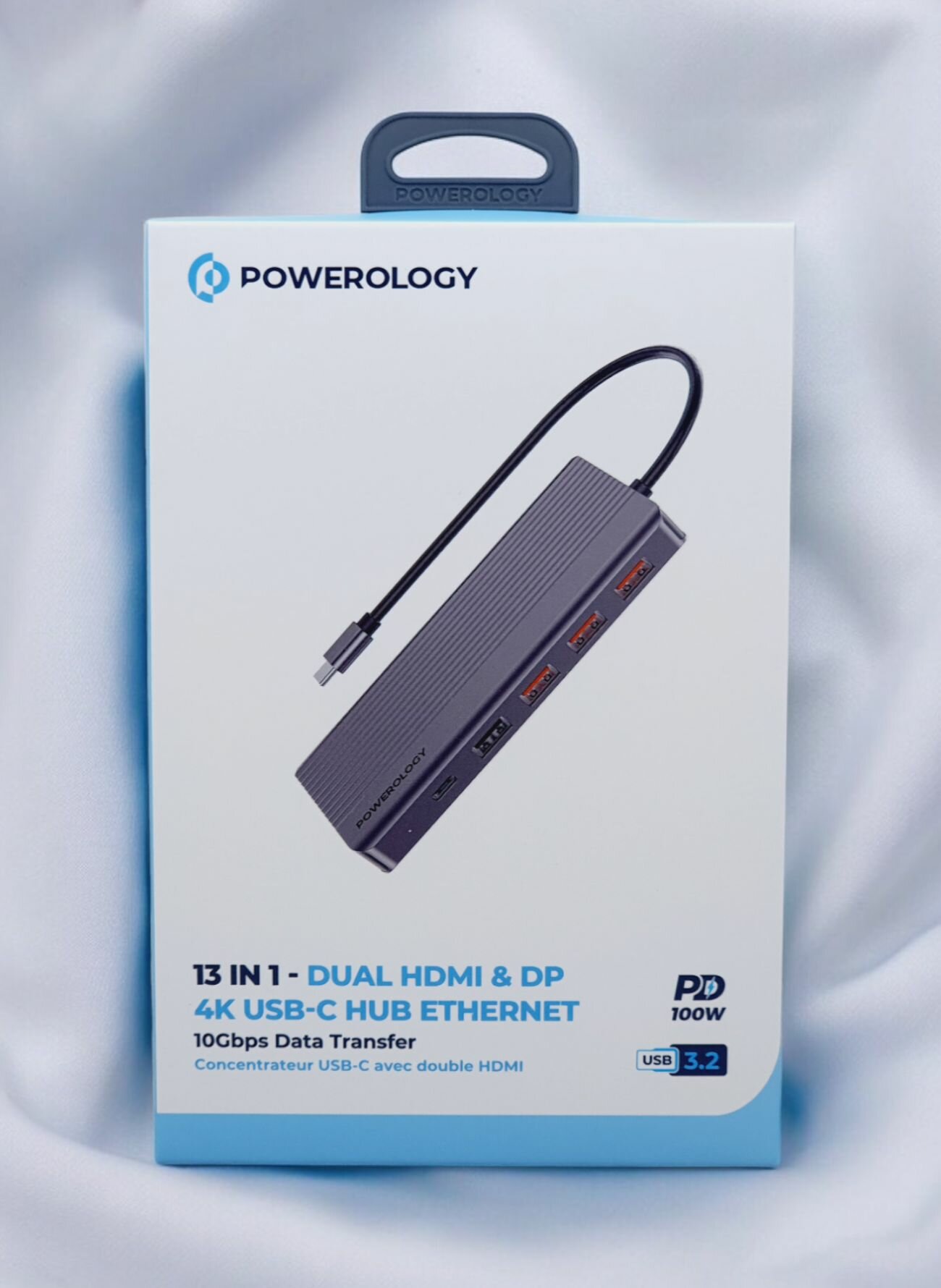 USB концентратор 13 в 1 Powerology, HDMI Type-C, 100 Вт, Ethernet, VGA, USB, SD, microSD, 3.5 , DP, hub док станция