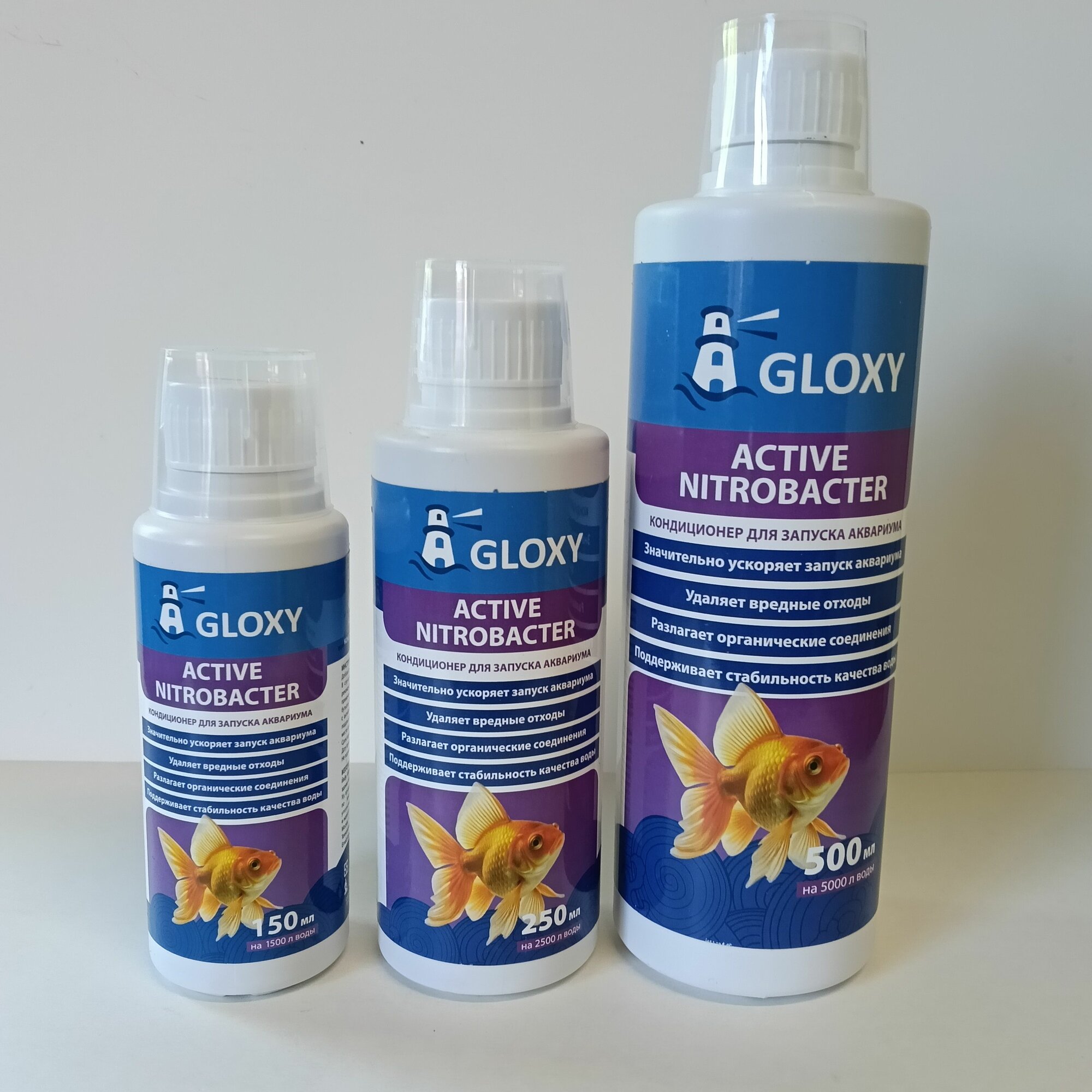 Кондиционер для запуска аквариума Gloxy Active Nitrobacter 150 мл на 1500 л
