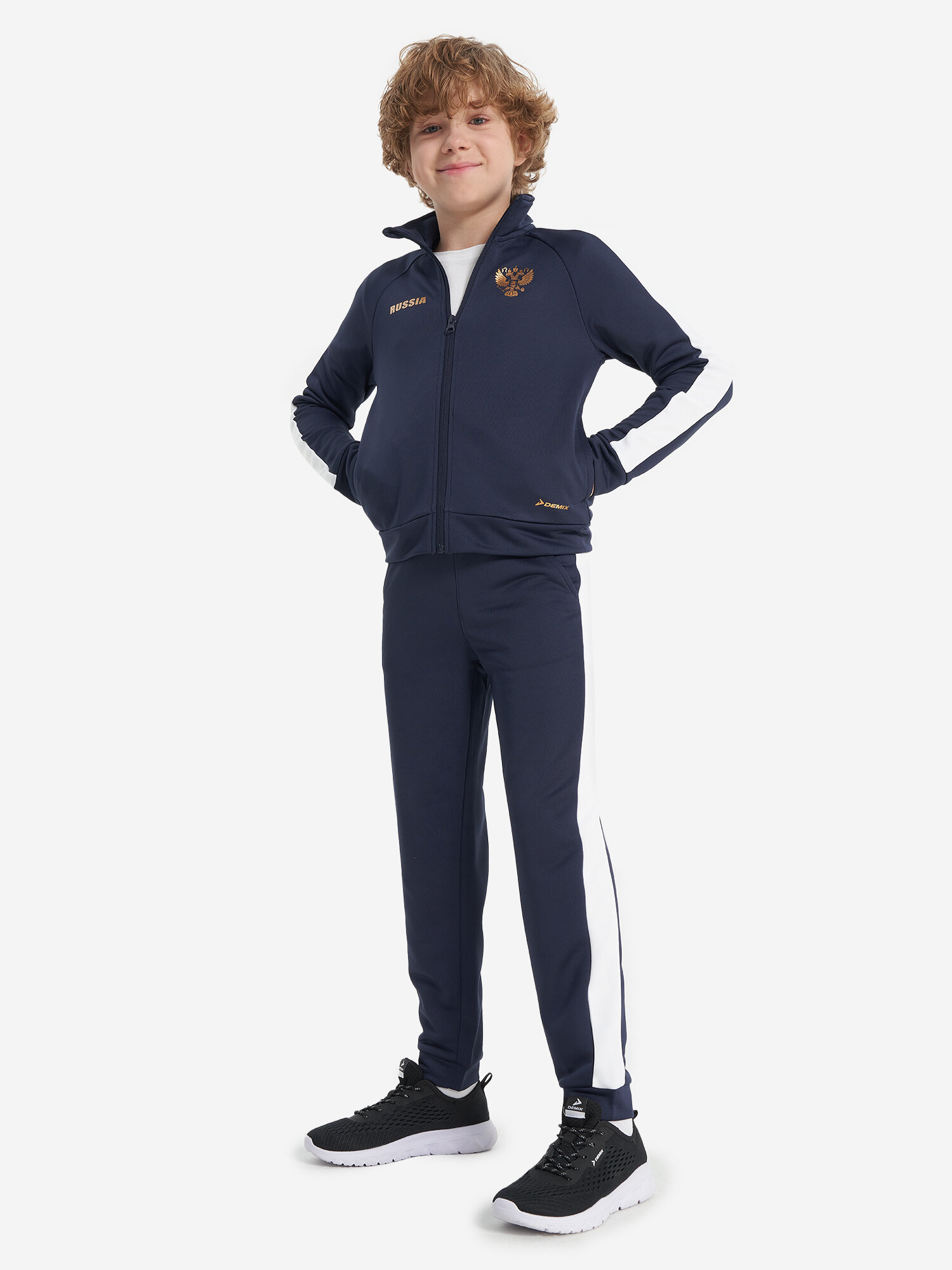 Костюм спортивный Demix Active Boy's Knitted Suit, размер 122-128, синий/белый — фото 1