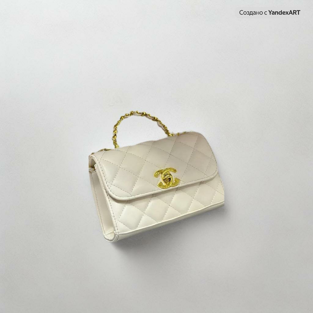 Сумка планшет Chanel CHANEL, фактура гладкая, молочный