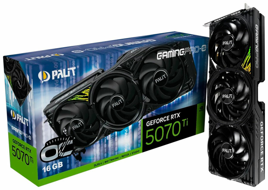 Видеокарта Palit GeForce RTX 5070 Ti 16GB GamingPro-S OC (NE7507TS19T2-GB2031U)