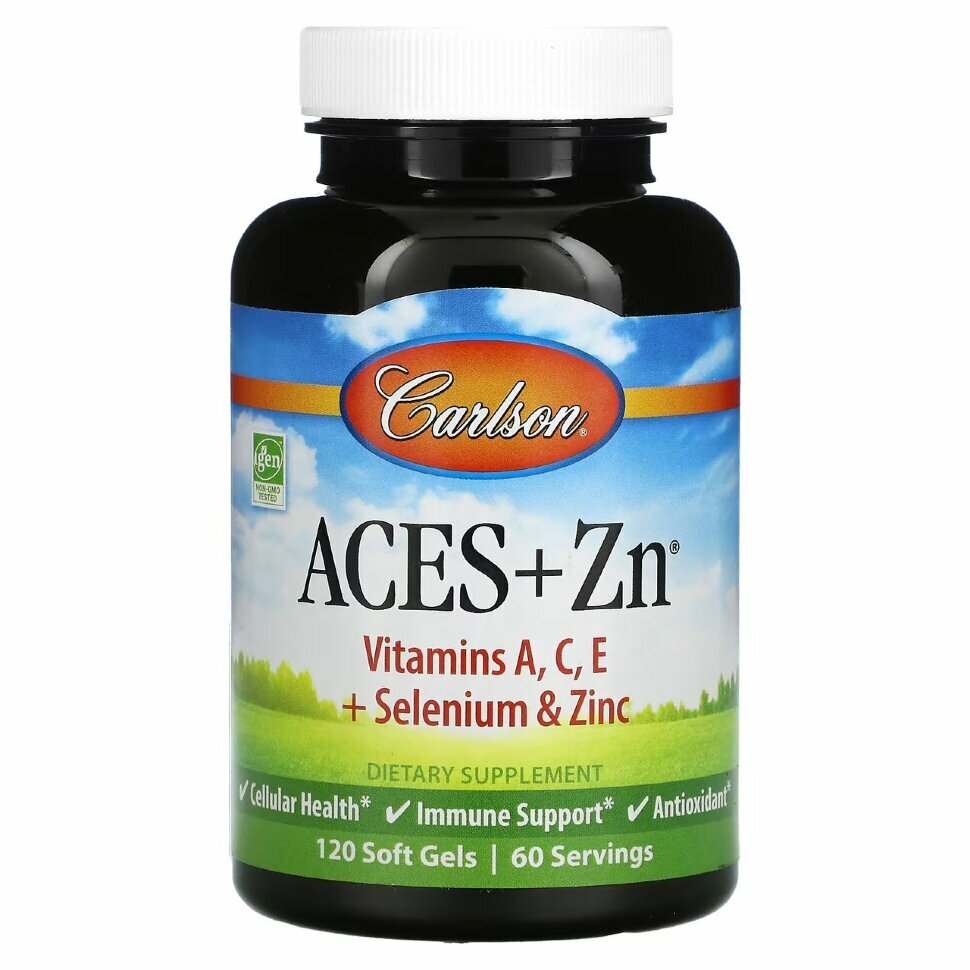 Витамины Carlson ACES + Zn, антиоксидант, поддержка иммунитета, 120 капсул