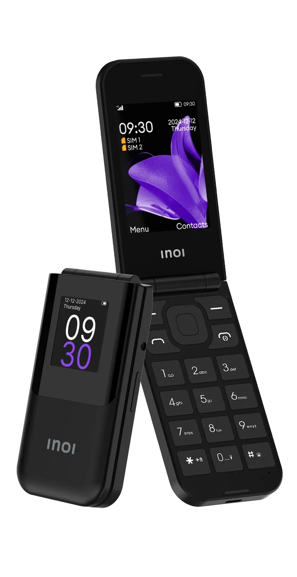 Мобильный кнопочный телефон INOI 284 Flip 4G, раскладушка, черный