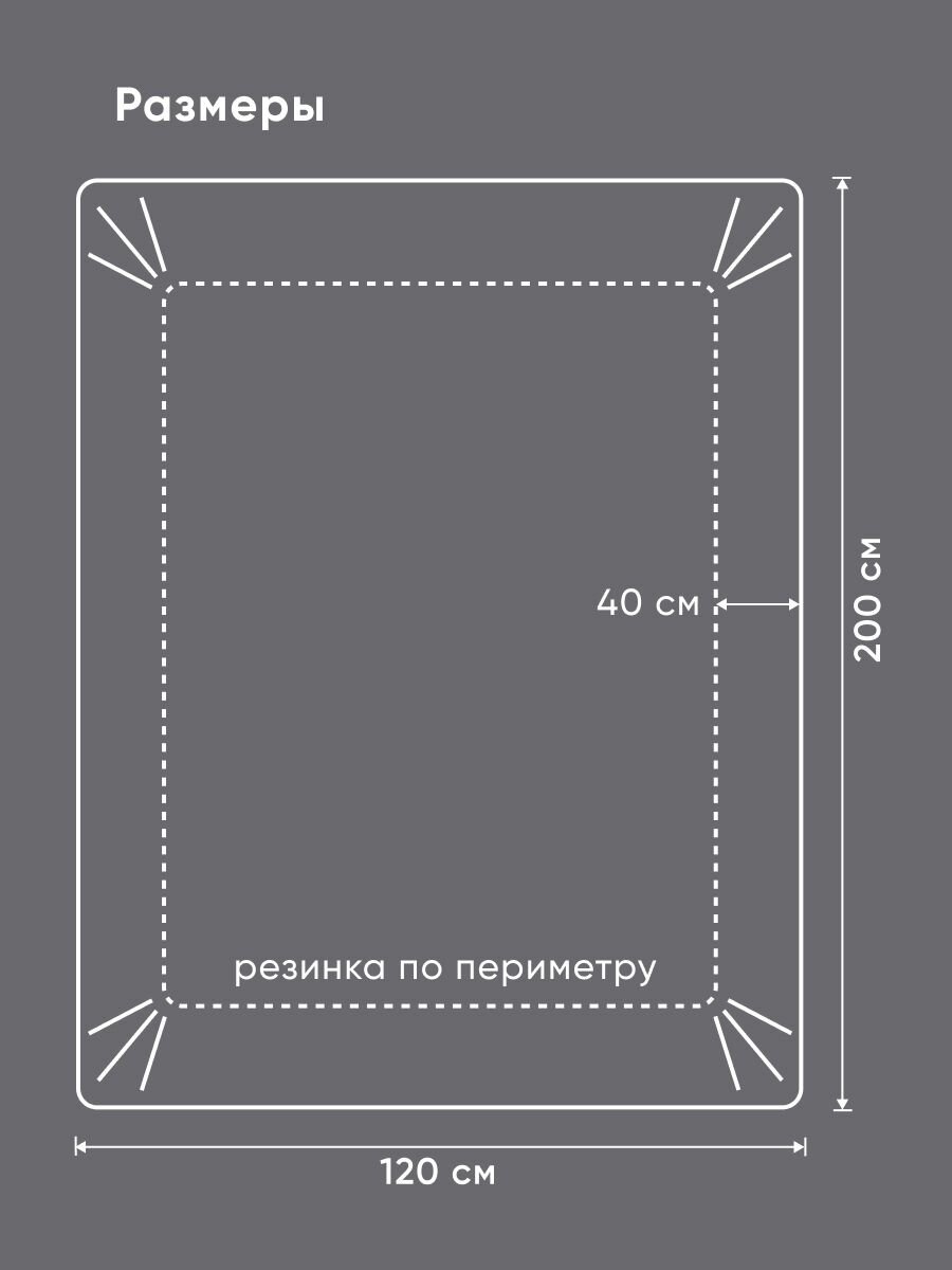 Простыня на резинке Askona (Аскона) Home Graphite 200x120 — фото 1