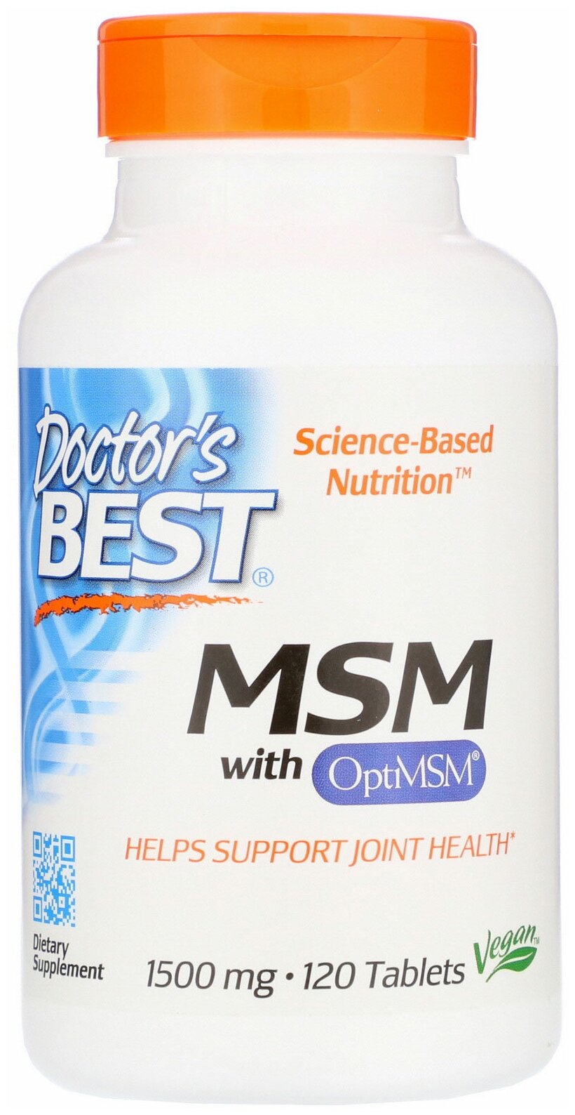 Изображение Doctor's Best, MSM with OptiMSM, МСМ (Метилсульфонилметан) 1500 мг, 120 таблеток