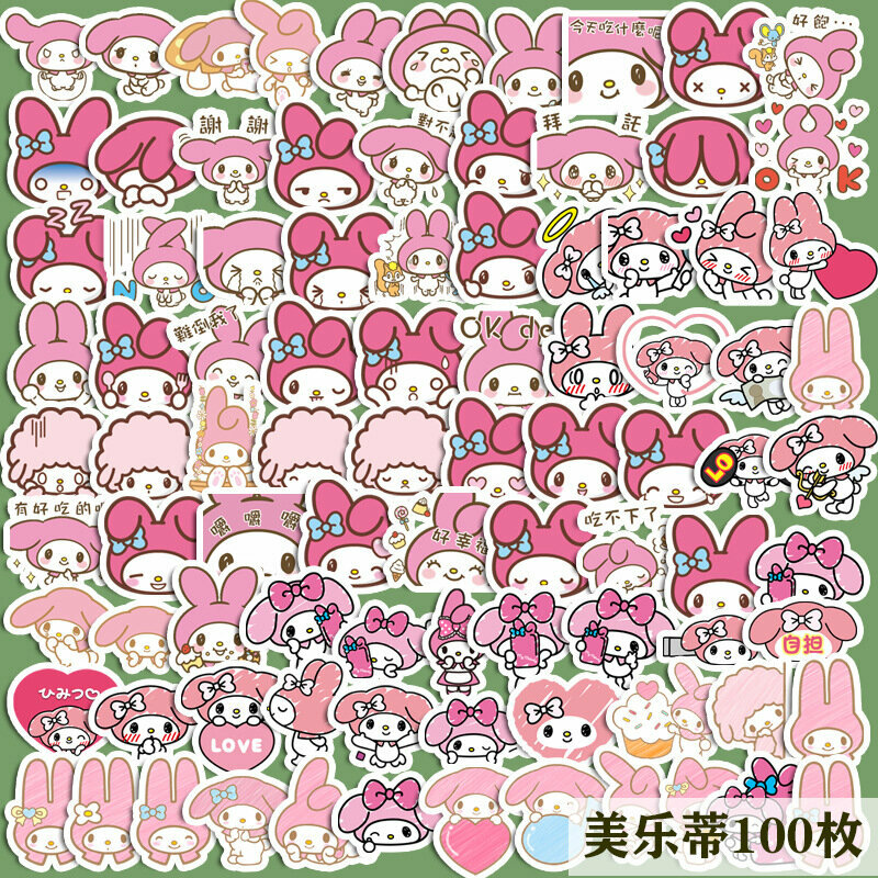 Наклейки "My melody Kuromi", винил, ПВХ, многоразовые, 100 шт — фото 1