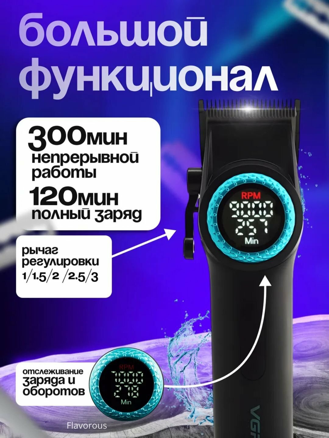 Машинка для стрижки VGR V-001, для тела, волос, усов, бороды, нержавеющая сталь — фото 1