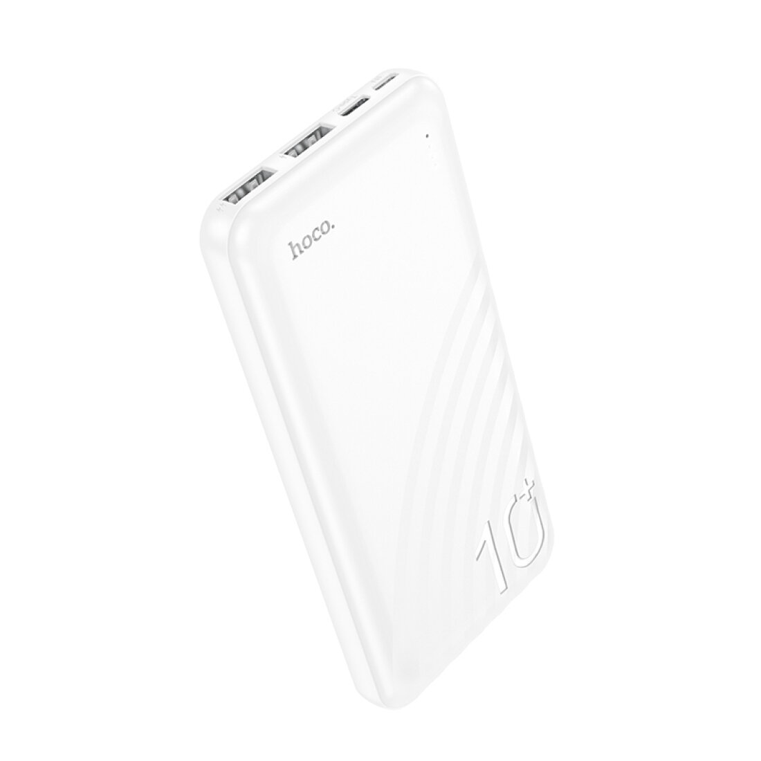 Универсальный Доп. Аккумулятор 10000mAh, J123, HOCO, выход: 2 USB: 5V/2, белый